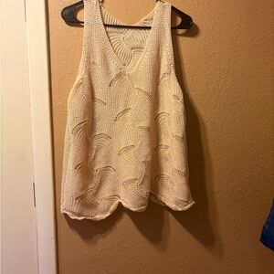 Elegant Cream Knit Women's Tank Top